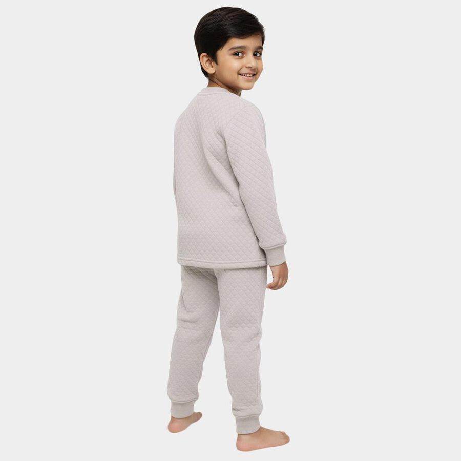 Boys' Ash Grey Round Neck Quilted Baba Suit, मिश्रित हल्का ग्रे, large image number null