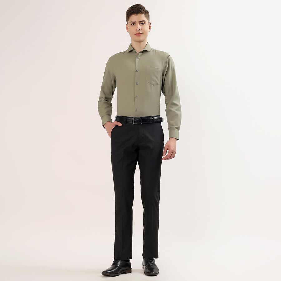 Men's Olive Spread Collar Formal Shirt, Olive, large