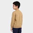 Boys Beige Crew Neck Graphic Print Sweatshirt, Beige, small