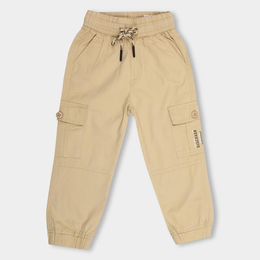 Boys' 100% Cotton Trousers , खाकी, large image number null