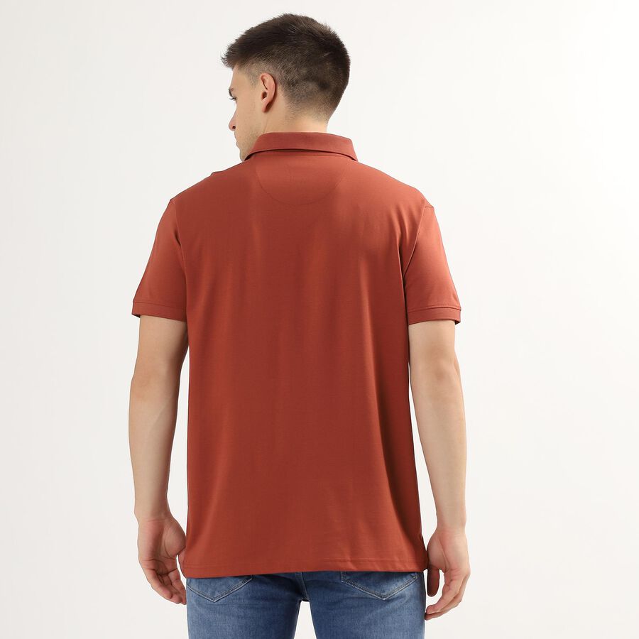 Men's Rust Polo Collar Casual T-Shirt, Rust, large