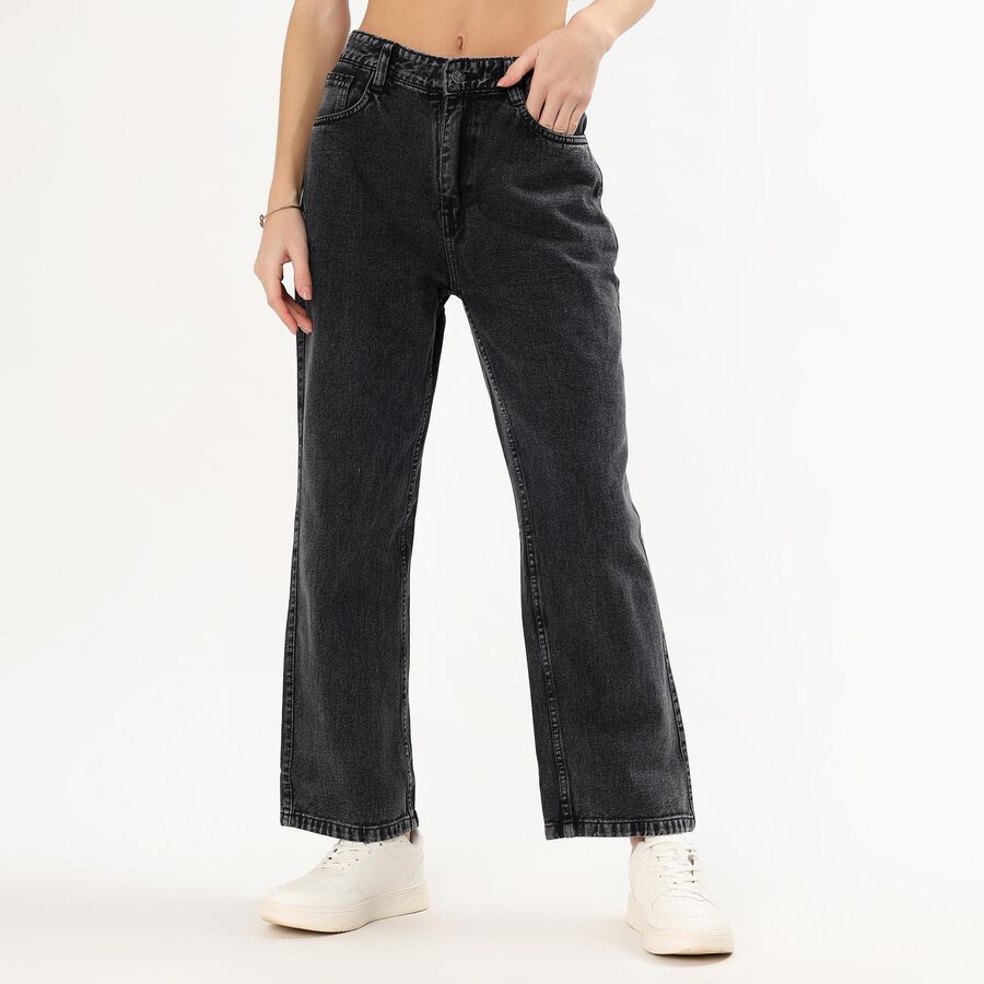 Women's Stonewashed Blue Slim Fit Jeans, Black, large