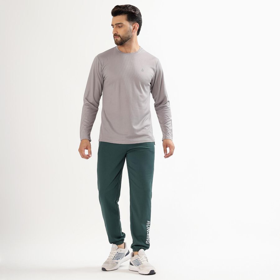 Men's Muted Grey Crew Neck Athleisure T-Shirt, गहरा ग्रे, large image number null