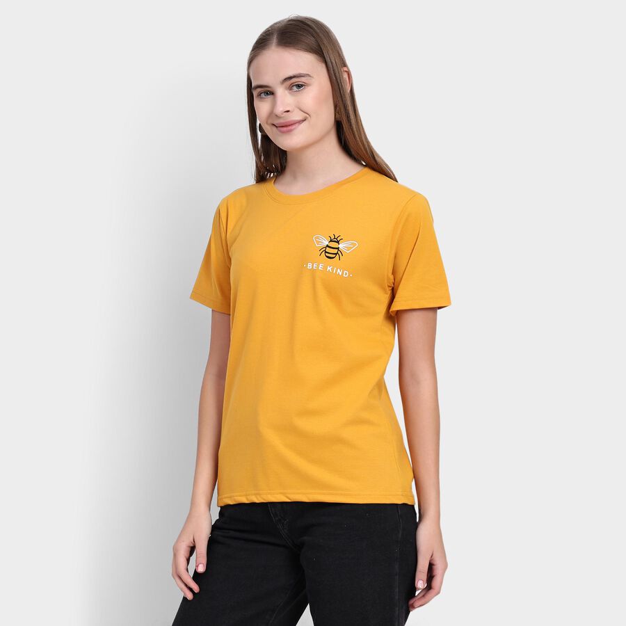 Ladies' Round Neck T-Shirt, मस्टर्ड, large image number null