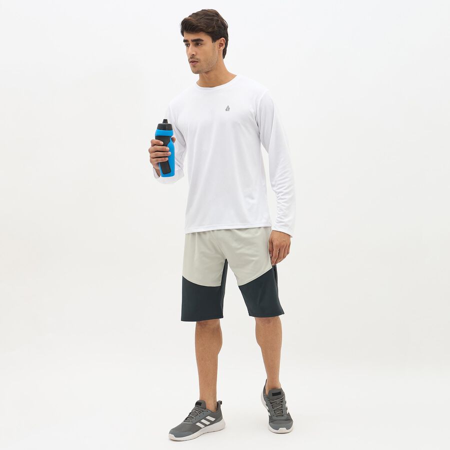 Men's Bright White Round Neck Full Sleeve T-Shirt, White, large image number null