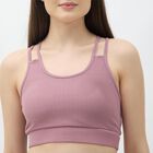 Women's Black Scoop Neck Athleisure Sports Bra, गुलाबी, small image number null