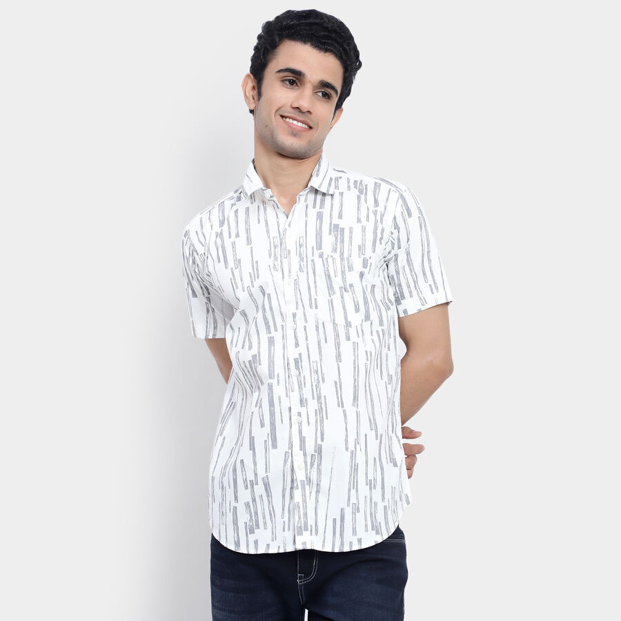 Cotton Printed Casual Shirt, White, large image number null