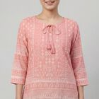 Women's Purple Notch Neck Printed Kurti, Purple, small