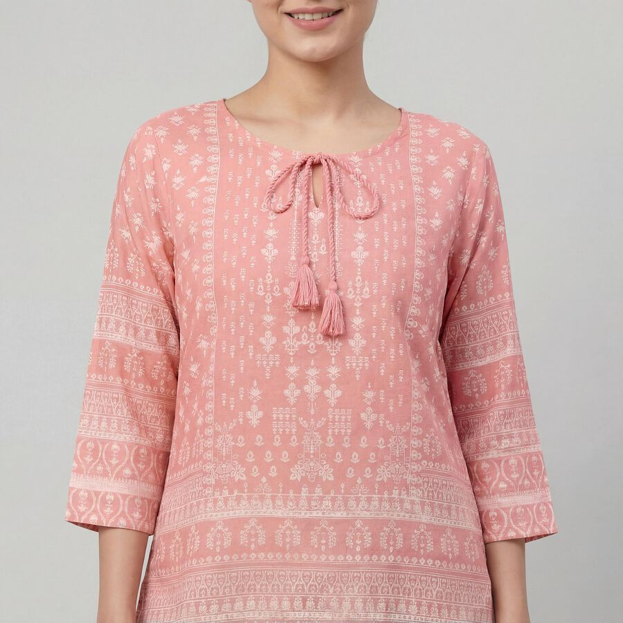 Women's Purple Notch Neck Printed Kurti, Purple, large