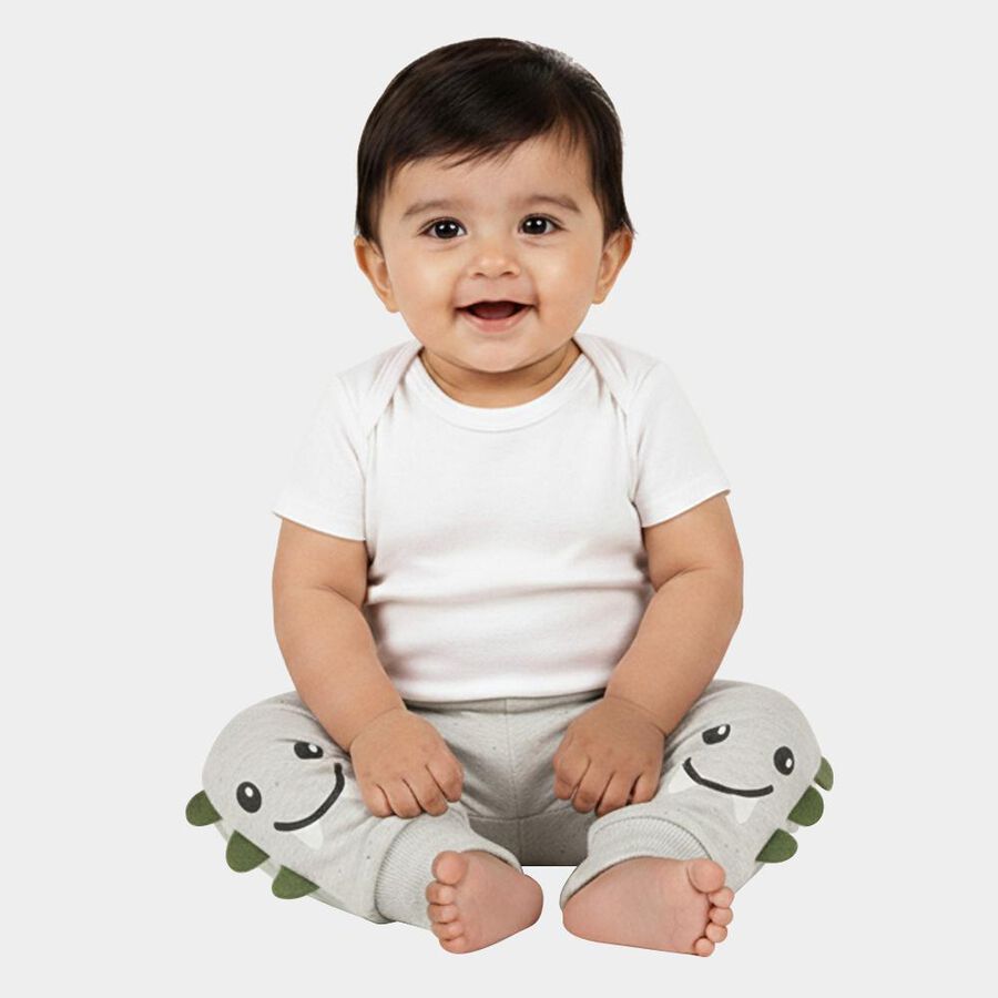 Infants Light Heather Grey Monster Print Cotton Blend Pyjama, Melange Light Grey, large image number null