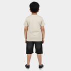 Boys Beige 100% Cotton Round Neck Graphic Printed Baba Suit, गहरा पीला, small