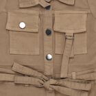 Girls' Beige Shirt-Style Cotton Blend Casual Frock, Beige, small image number null