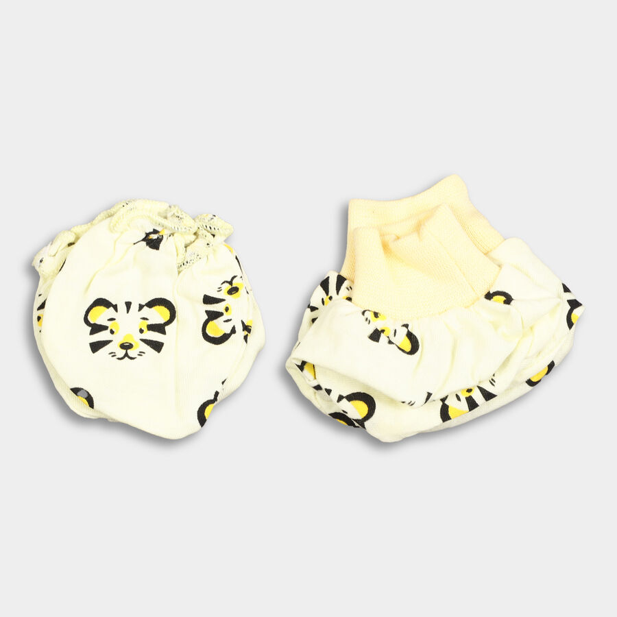 Infants' 100% Cotton Gift Set (Cap, Mittens, Booties), Yellow, large