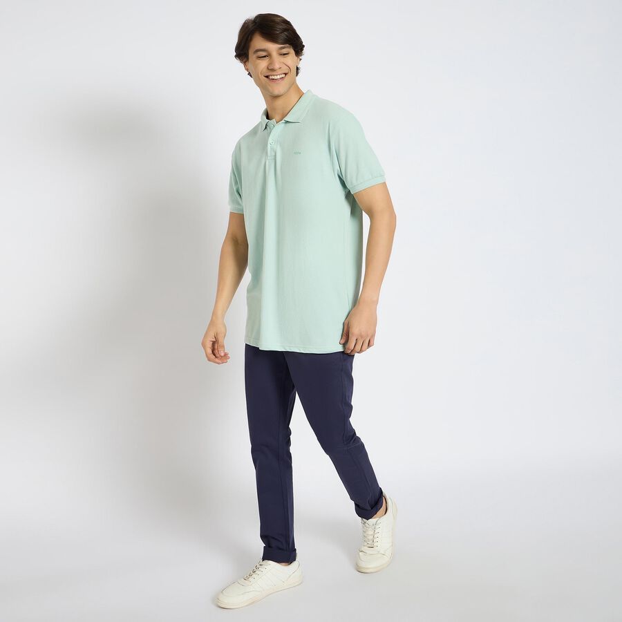 Men's Collared Half Sleeves T-Shirt , एक्वा, large