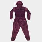 Girls Purple Hooded Neck Lounge Style Hipster Set, Purple, small