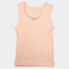 Girls Peach Cotton Sleeveless Vest, Peach, small