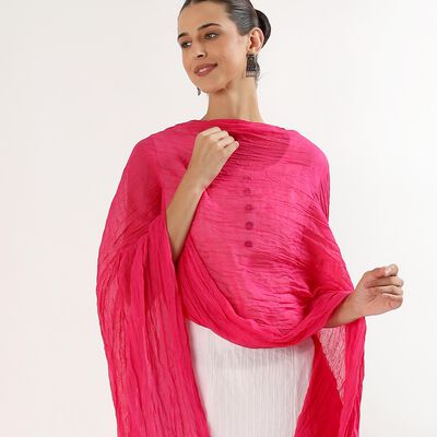 Women's Bright Pink Crinkled Dupatta