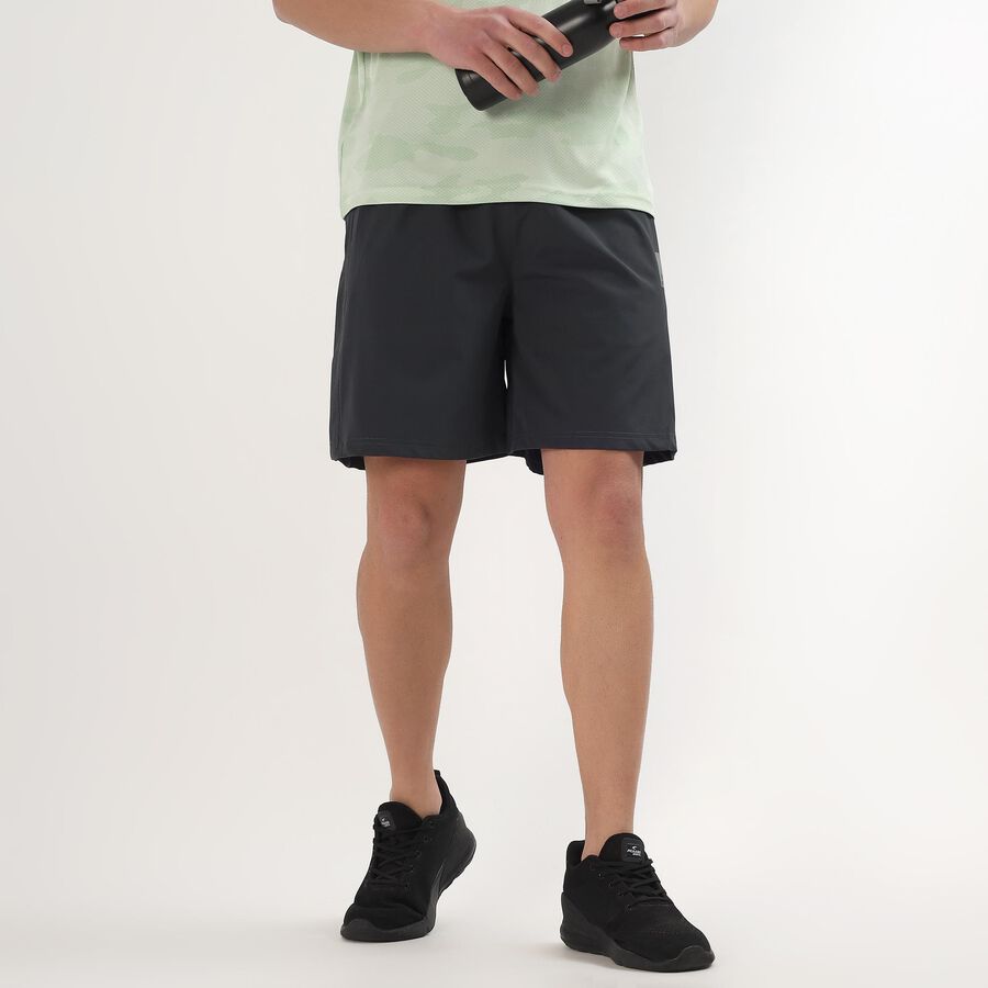 Men's Dark Charcoal Black Regular Fit Sports Bermuda Shorts, Dark Grey, large