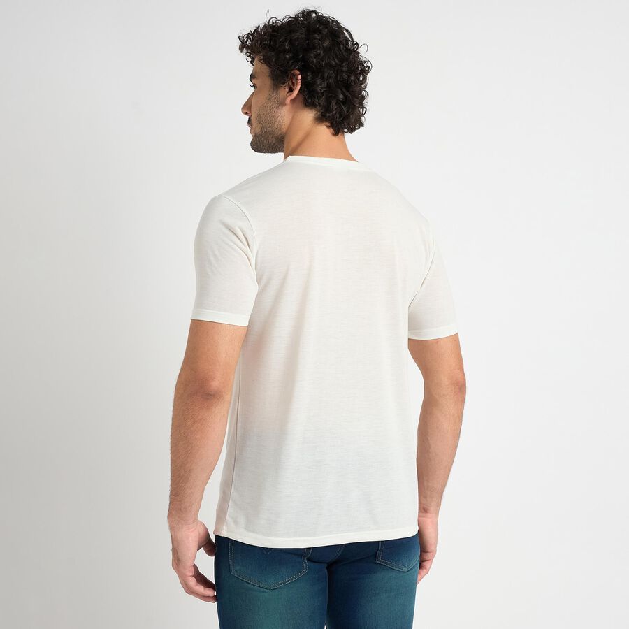 Men's Round Neck Half Sleeves T-Shirt , White, large image number null