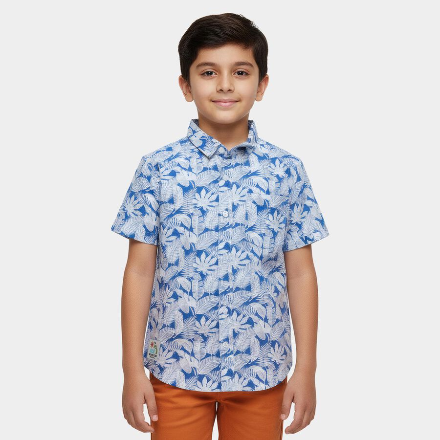 Boys Light Blue Cotton Classic Casual Shirt, Light Blue, large