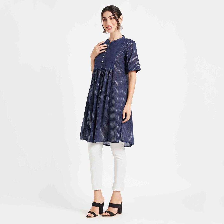 Printed Kurta, Dark Blue, large image number null