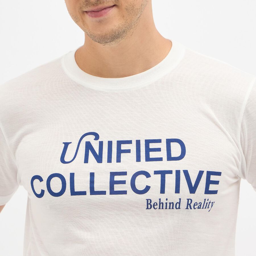 Men's Bright Snow White Round Neck Slim Fit T-Shirt, White, large image number null