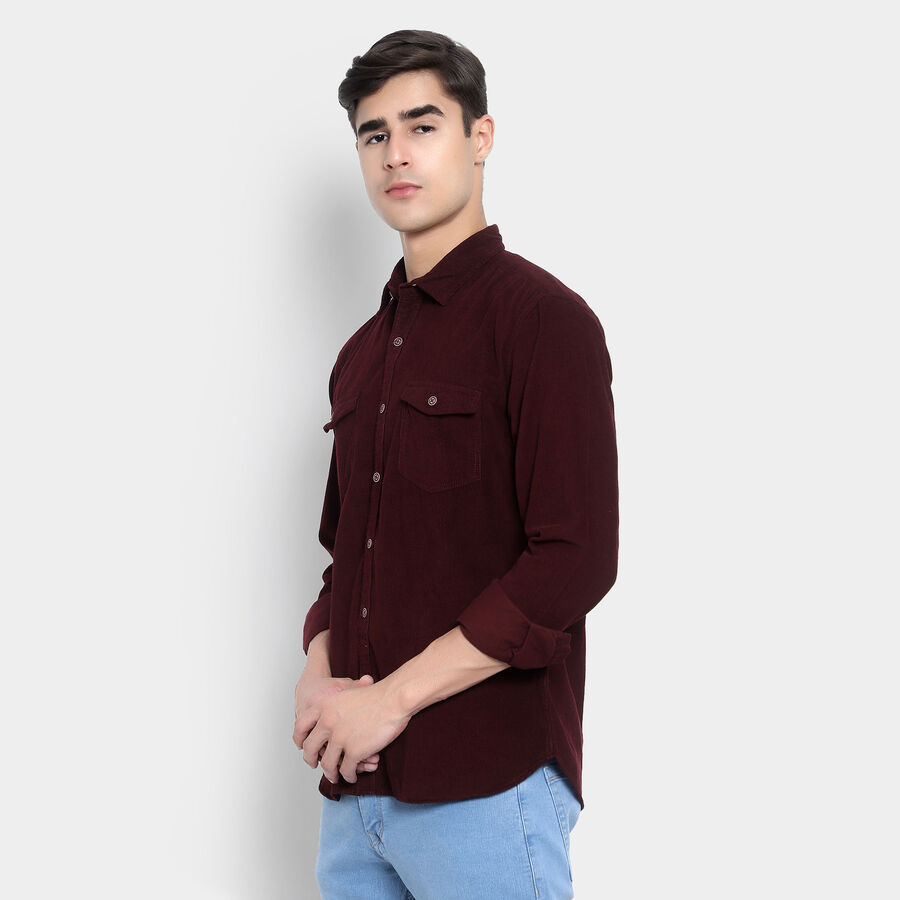 Cotton Solid Casual Shirt, Wine, large image number null