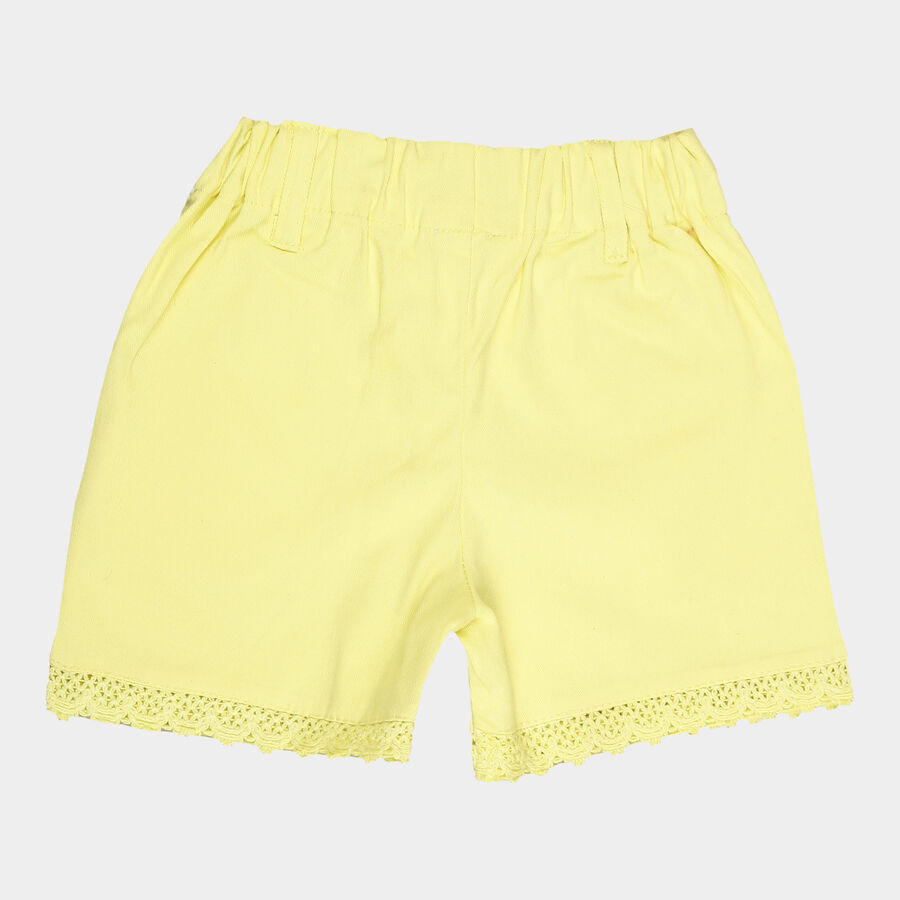 Girls Cotton Solid Shorts, Yellow, large image number null