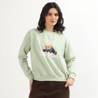 Women's Light Sage Green Crew Neck Casual Sweatshirt, हल्का हरा, small image number null