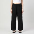 Women's Black Regular Fit Solid Palazzos, काला, small