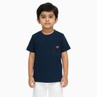 Boys Deep Midnight Navy Blue Crew Neck Casual Half Sleeve T-Shirt, Navy Blue, small image number null