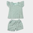 Girls Mint Green Round Neck Short Upper and Bottom Set, Light Green, small