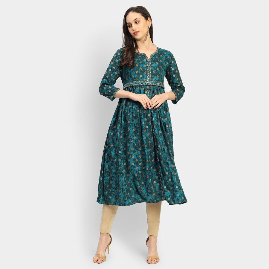 Ladies' Kurta, Teal Blue, large image number null