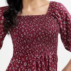 Ladies' Deep Maroon Square Neck Bohemian Dress, Wine, small image number null