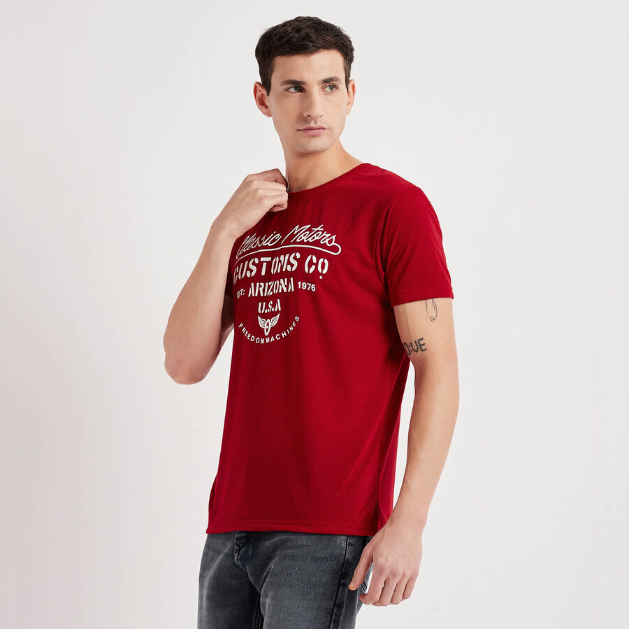 Round Neck T- Shirt, मरून, large image number null