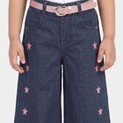 Girls Navy Blue Wide Leg Star Jeans, Dark Blue, small