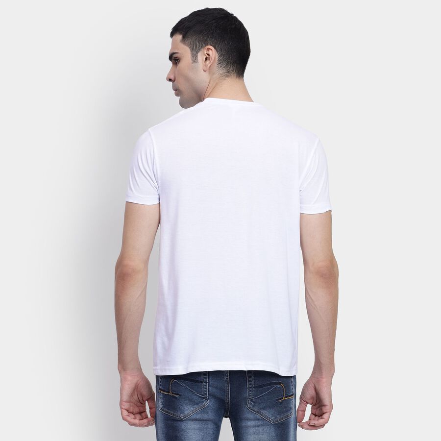 Men's Round Neck Half Sleeves T-Shirt, White, large image number null