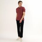 Men's Muted Maroon Cotton Polo Collar Casual T-Shirt, Pink, small