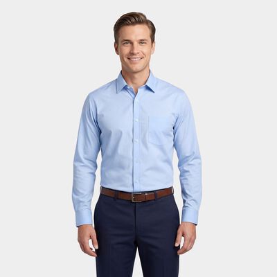 Men's Light Blue Cotton Spread Collar Formal Shirt