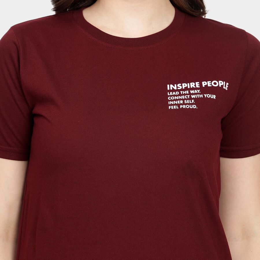 Ladies' Round Neck T-Shirt, Wine, large image number null