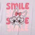 Girls' Lilac Cotton Blend Round Neck Regular T-Shirt, Lilac, small
