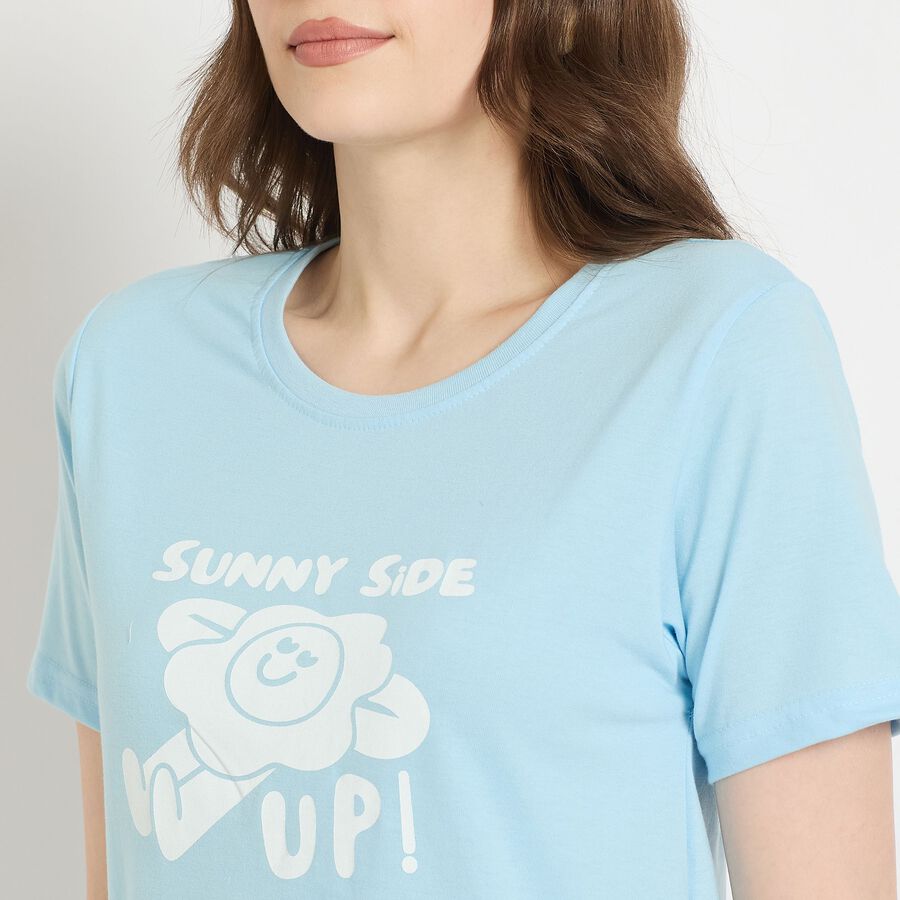 Ladies' Round Neck T-Shirt , हल्का नीला, large image number null