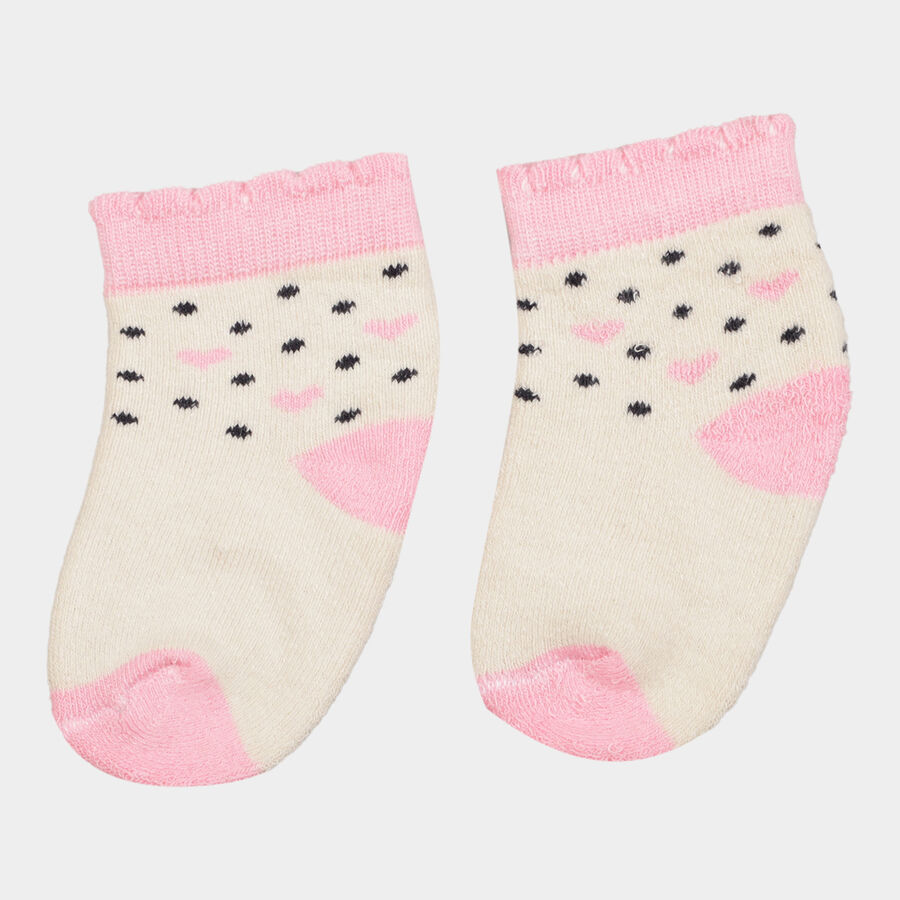 Infants Cotton Stripes Socks, Pink, large image number null