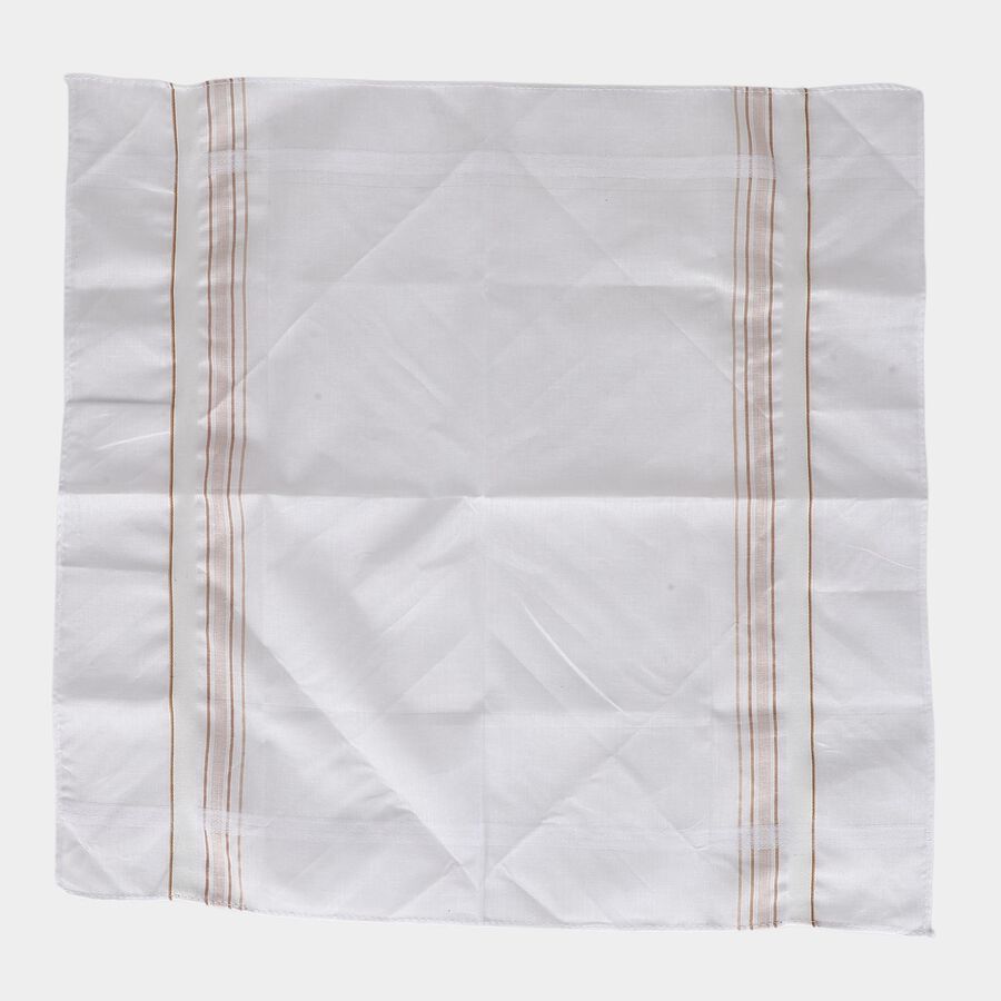 Men's White Solid Pack of 1 Handkerchief, सफ़ेद, large