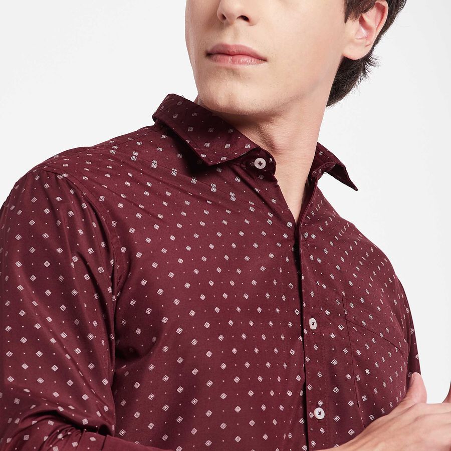 Printed Casual Shirt, Wine, large image number null