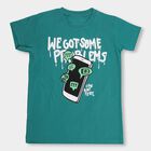 Boys' Bright Emerald Green Round Neck Graphic Print T-Shirt, Dark Green, small image number null
