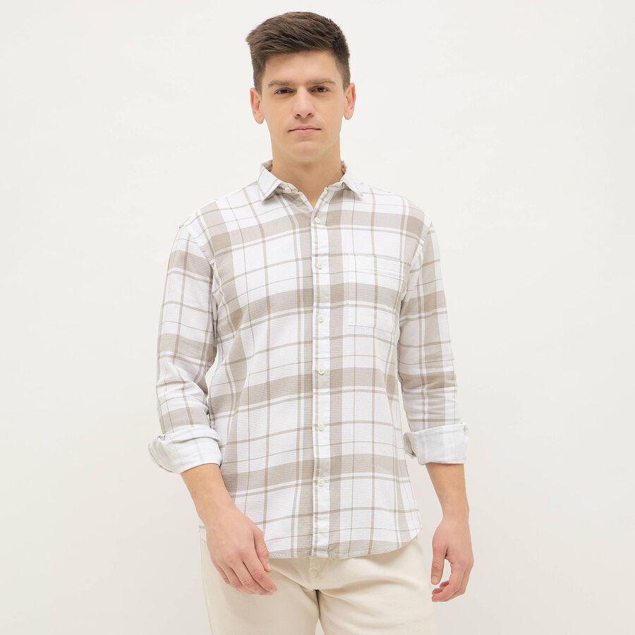 Men's Muted Beige Classic Casual Shirt, Beige, large