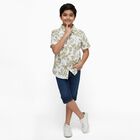 Boys' Muted Olive Green Cotton Half Sleeve Classic Collar Casual Shirt, ओलिव, small image number null