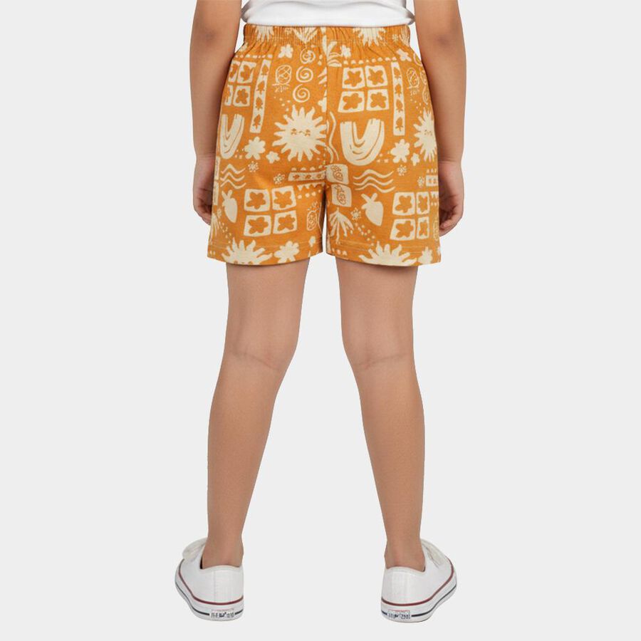 Girls' Yellow Regular Fit Solid Shorts, पीला, large