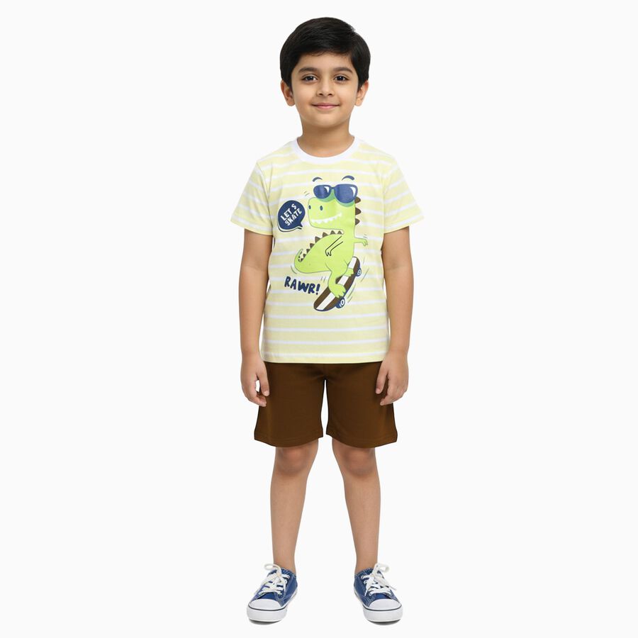 Boys' 100% Cotton Knit Baba Suit, Yellow, large image number null